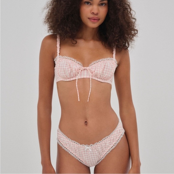 NWT for love and lemons pink gingham lingerie set - Picture 16 of 16